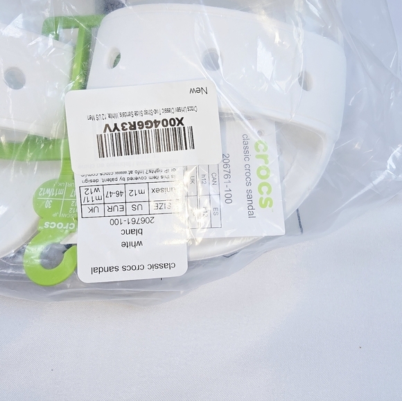 Crocs | Mens Size 12 Classic Two Strap Slide Sandals In True White main image 13
